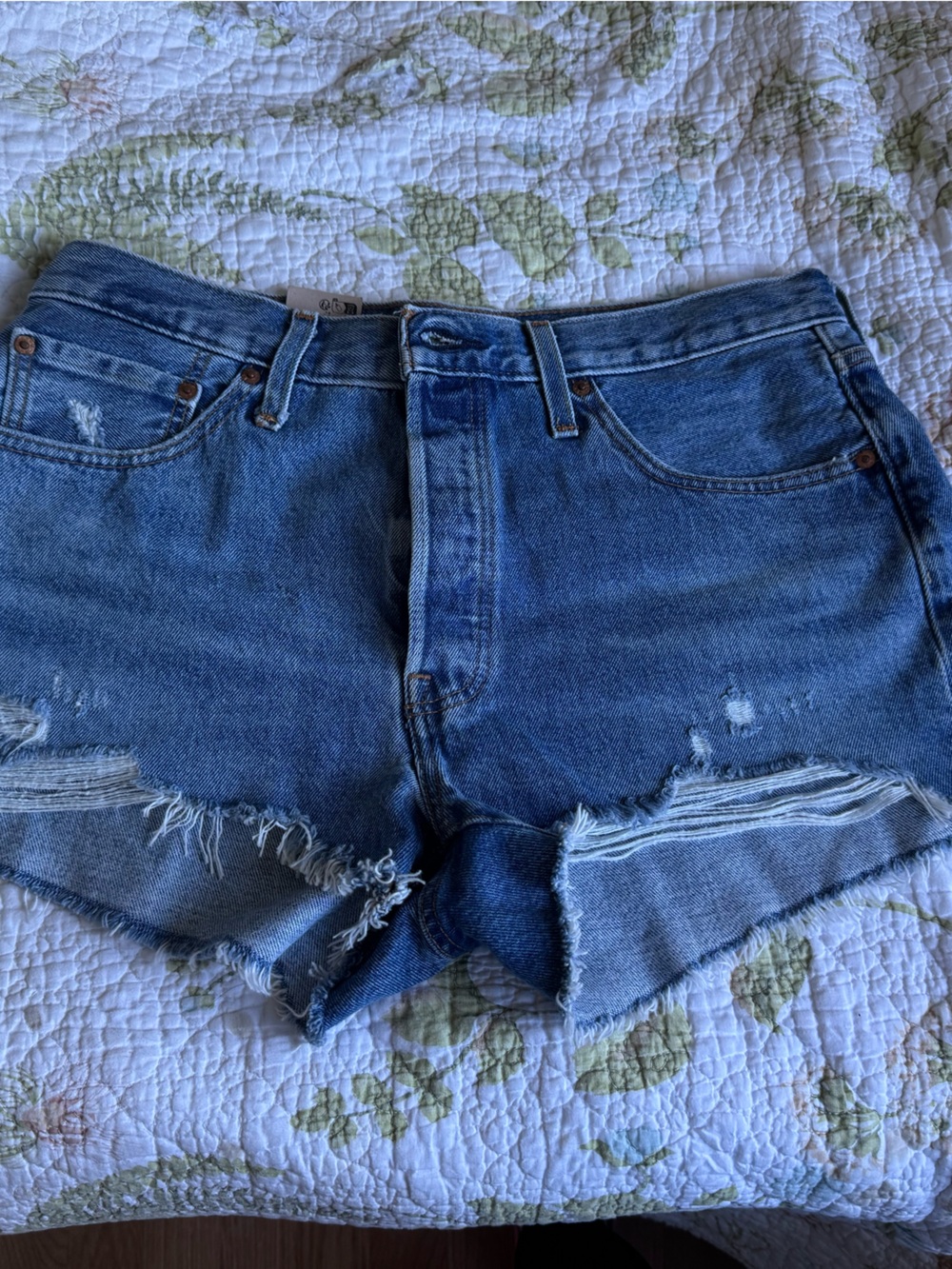 Levi's Distressed Blue Denim Cutoff Shorts, size 32